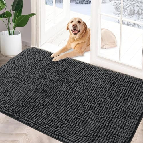 YOOTUKL Chenille Doormat Indoor 80X120CM Non Slip Dirt Trapper Quick Dry Soft Microfiber Durable Rubber Backing Outdoor Mats for Front Back Door, Entryway, Hallway, Kitchen,Bathroom