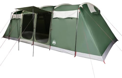 vidaXL Tunnel Familienzelt 10 Personen, Campingzelt mit Steckverbindungssystem, Wasserdicht Tunnelzelt mit E-Anschluss, Gruppenzelt, Grün 185T Polyester
