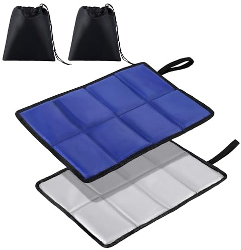 WUFANC Cuscini Da Esterno 2PCS, Cuscini Da Esterno Pieghevoli, Resistenti All'Umidità E Caldi, Con 2 Borse Portaoggetti, Lavabili In Lavatrice, Adatti Per Campeggio, Picnic, Alpinismo