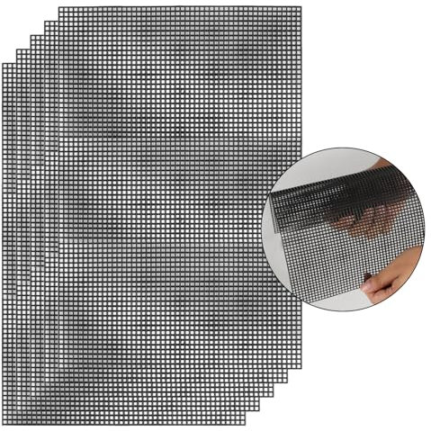 5 hojas de lona de malla de plástico para bordado, hojas de malla de plástico negro, hojas de malla de plástico flexible para manualidades, malla de ojo negro para manualidades, fabricación de bolsas