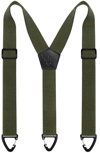 Fevaeno Mens Braces with Triangular Anti-slip Buckle Length Adjustable Elastic Suspenders for Men and Women YArmy Green
