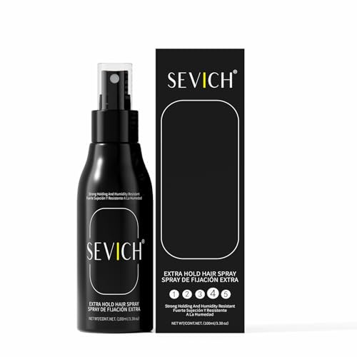 SEVICH Spray per capelli a tenuta extra, livello 4, forte tenuta, resistente all'umidità, per uomini e donne, texture leggera e effetto modellante, rinfrescante e non appiccicoso, 100 ml