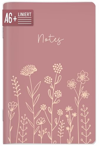 Häfft paper&you® Notizheft Classic A6+ klein & praktisch Flowers rosé