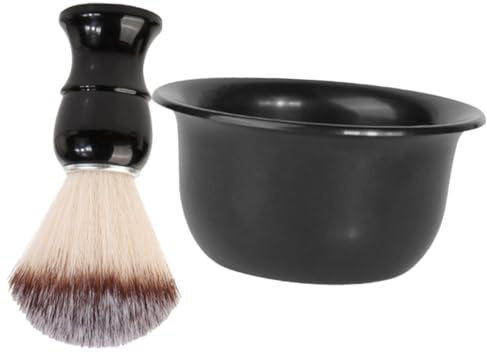 PRETYZOOM Kit Cura Barba Uomo Spazzola per Barba in ABS Nero per Rasatura Quotidiana