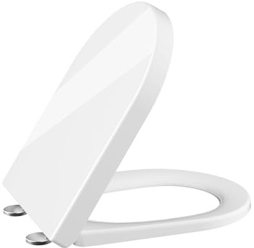GarveeHome Tapa WC Universal de Duroplast UF para Inodoro en Forma de D, Cierre Suave Silencioso, Liberación Rápida, Bisagras Ajustables, Fácil Instalación y Limpieza, Forma D