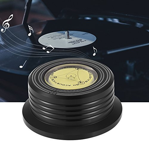 Asixx Turntable Record Clamp, Record Clamp, 50/60Hz Record Weight Bubble Level Speed Detection Turntable LP Vinyl Disc Record Stabilizer Clamp, Made of Aluminum Alloy(Black)