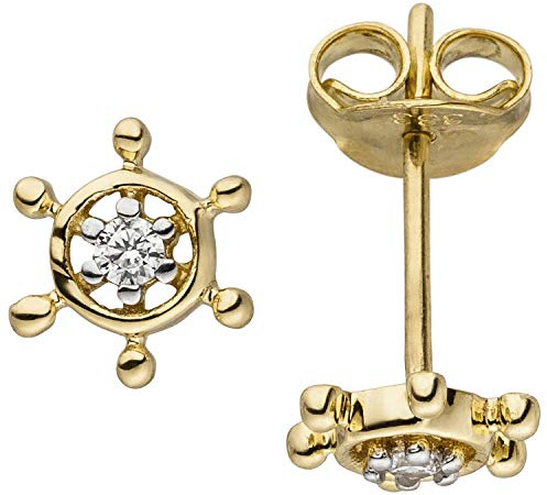 Jobo Damen-Ohrstecker Steuerrad aus 8 Karat 333 Gold Bicolor mit 2 Zirkonia