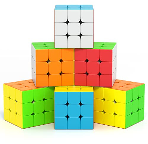 Vdealen Zauberwürfel Set Speed Cube von 3x3 Zauberwürfel Original 6er Pack, Magic Cube Würfel Puzzle, Party Puzzle Geschenk für Kinder Teenager Erwachsene(Stickerless)