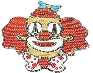 Makotex Bügelbild Pailletten Clown 12,5x14 cm Köln Clownkopf Karneval Kostüme
