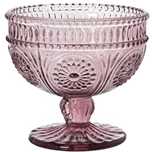 Set de 6 Copas de Helado de Cristal en Rosa 10,5x10cm