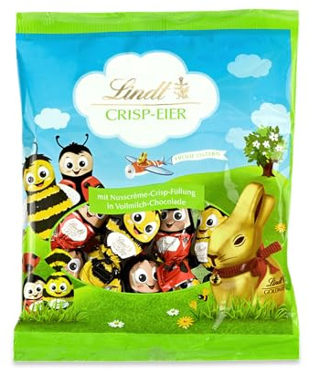 Lindt Schokolade | Crisp-Eier | 86g | Zarte Nuss-Crème-Eier mit knuspriger Crisp-Füllung in Vollmilch-Schokolade | Osterschokolade für Kinder | Ostereier | Oster-Schokolade zum Teilen & Genießen