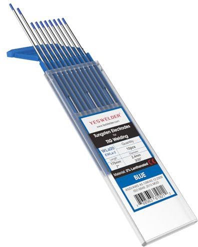 YESWELDER TIG Welding Tungsten Electrode 2% Lanthanated 2.4mm x 175mm (Blue, WL20/EWLa-2) 10-pk