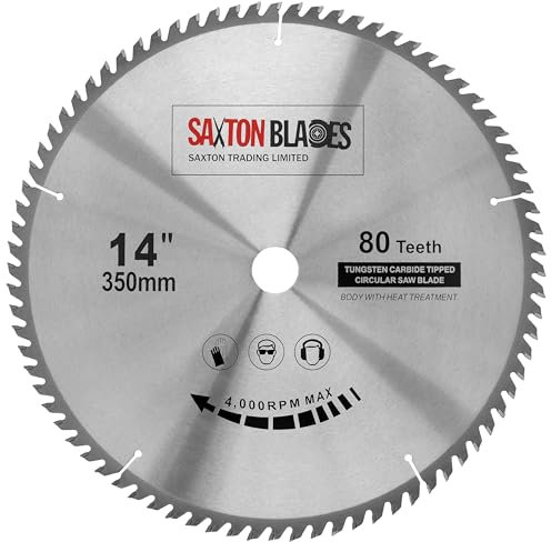 Saxton TCT Circular Wood Saw Blade 350mm x 30mm 80T for Bosch, Makita etc Fits 355mm Saws