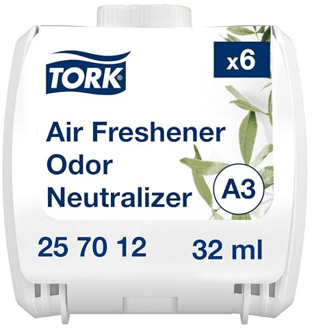 Tork Constant Air Freshener Refill Odour Neutraliser A3, Lemon Grass Scent, 6 Refills, 257012