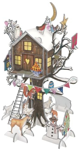 Treehouse Pop & Slot 3D Advent Calendar Roger la Borde Constructed Size H360 x W180 x D180. Illustration by Jane Ray.