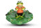 HERCHR Lazy Frog Animal Statue,Floating Lotus Leaf Frog,Floating Resin Frog Figurine Pond Decor,Water Floating Lotus Leaf with Frog Ornament Floating Lily Pad with Frog Figures for Garden Decoration
