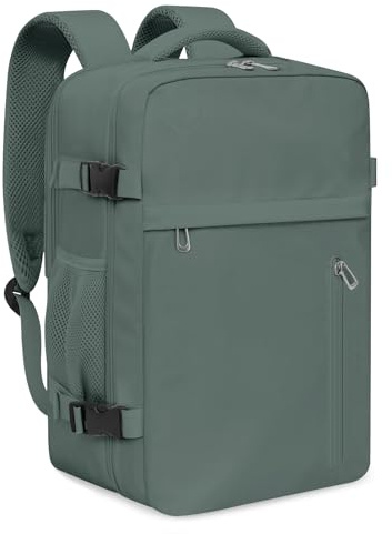 KIRFEIHT Mochila Viaje Cabina Avion 40x20x25 Equipaje de Mano para Ryanair - Maletas de Cabina Pequeña 20L Equipaje de Mano con Puerto de Carga USB para Negocios y Ocio - Verde