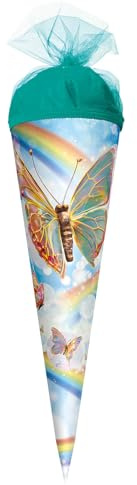 ROTH Motif School Cone, Rainbow Butterfly, 22 cm, Round, Tulle Closure
