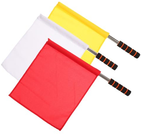 Toyvian 3Pcs Handheld Signal Flags for Referees Portable Traffic Conducting Flags Sturdy Design for Sports Training and Competition