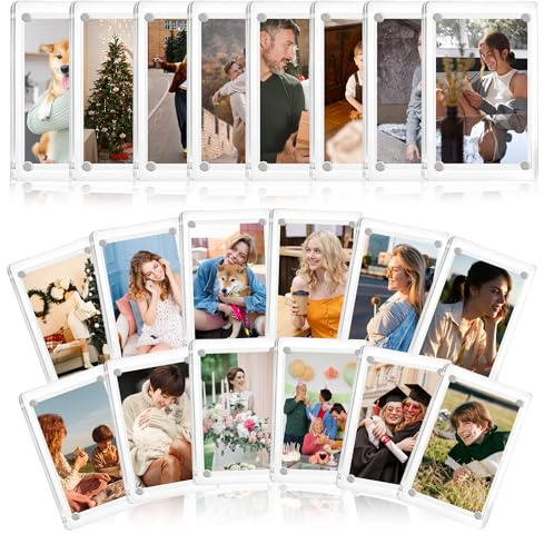 CeeVian Acrylic Fridge Magnetic Frame 20 Packs Double Sided Clear Small Photo Frame Magnet Photo Frame Mini Picture Frames for Polaroid Camera for Fridge Locker Wall 2.36x3.54 Inch
