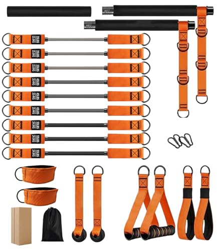 Kit de barre de pilates avec bandes de résistance | Équipement d'exercice pour salle de sport – Équipement d'entraînement musculaire pour squats, gymnases à domicile, débutants, chercheurs