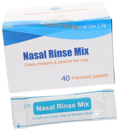 Yardwe 40 Sobres de Sal para Enjuague Nasal sin Yoduro, Mezcla Instantánea, Individualmente Empaquetada, Fácil de Llevar para Limpieza Diaria y Cuidado Nasal