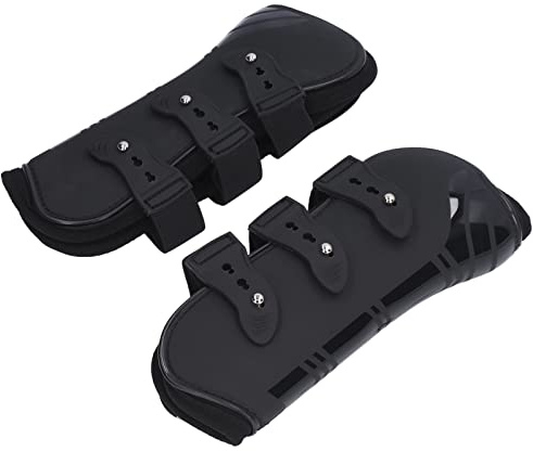 KIMISS Botas Protectoras de Pata de Caballo Ajustables, Protectores de Tendón de Neopreno de PU para Saltar y Montar en Sendero, 2 uds. (Patas Delanteras Negras L)