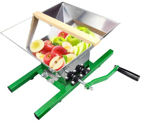 Manuell fruktkrossare – juicepress i rostfritt stål med 7 l överdimensionerad tratt, fruktkrossare och fruktköttspress – för druvor, päron, persikor, plommon, citrusfrukter, juice, cider
