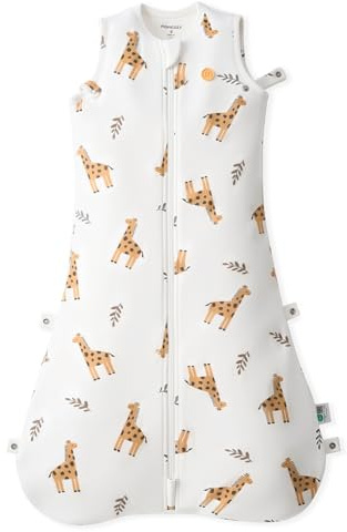Momcozy Schlafsack Baby 1,5 TOG- Wolkenweicher Bambus mit 1,5 TOG, tragbare Decke mit stützender Plüschfüllung, Zwei-Wege-Reißverschluss für einfaches Windelwechseln, 6-12 Monate,Giraffe
