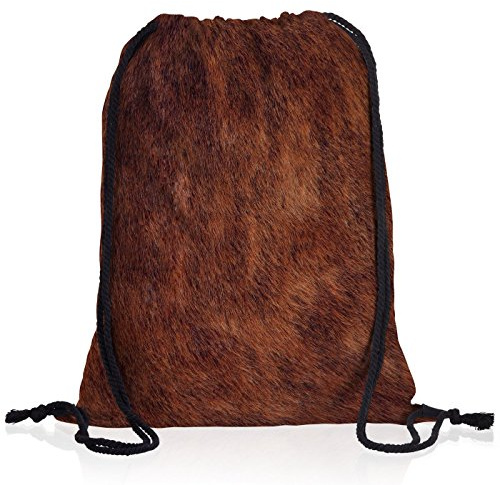 style3 Kuhfellmuster Braun Rucksack Tasche Turnbeutel Sport Jute Beutel Kuh