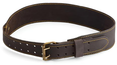 OX Pro 3 Inch Wide Full Grain Leather Tool Belt - Oil Tanned Full Grain Leather Carpenter Belt with Rivets and Perimeter Stitching - 33 to 44 Length