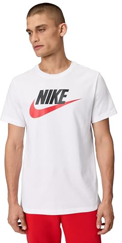 Nike Men's Sportswear Icon T-Shirt, White/Black/University Red, Medium