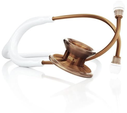 MDF Instruments MD One Epoch Lightweight Titanium Stethoscope, Adult, Free-Parts-for-Life, White Tube, Cyprium Chestpiece-Headset, MDF777TCP29