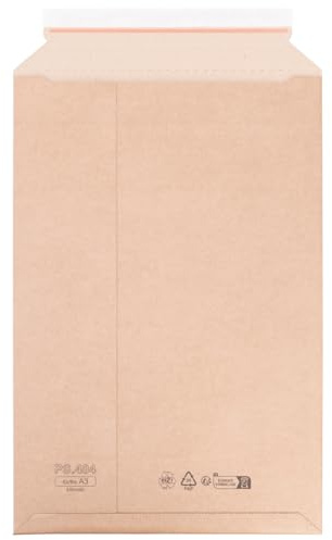 verpacking Wellpappversandtaschen Braun 330 x 490 mm - A3 [Größe und Stückzahl wählbar] Versandtasche Pappe selbstklebend 100 Stück