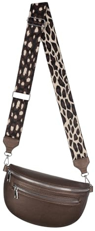 Bauchtasche Umhängetasche Crossbody-Bag Hüfttasche Kunstleder Italy-Design (PERL-Brown)