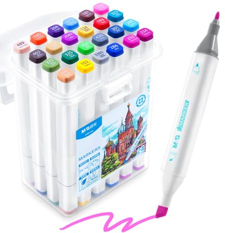 M&G Fine & Broad Dual Tip Art Markers, 24 Colors Water-Based Art Markers,Stocking Stuffers,Christmas Gift Idea for artists -Art Supplies