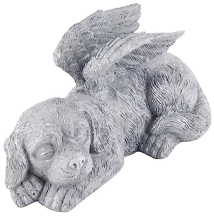 Husdjur minnesstaty harts sovande husdjur ängel trädgård skulptur husdjur minnesmärke gravsten för dekoration (ängel hund)