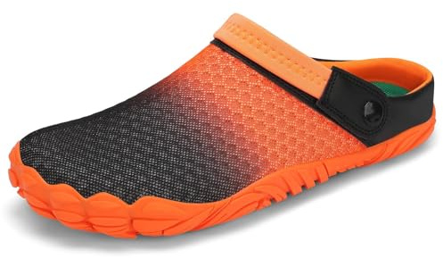 Mishansha Clogs Pantoletten Herren Sommer Gartenschuhe Damen Atmungsaktiv Barfuß Hausschuhe Orange 39