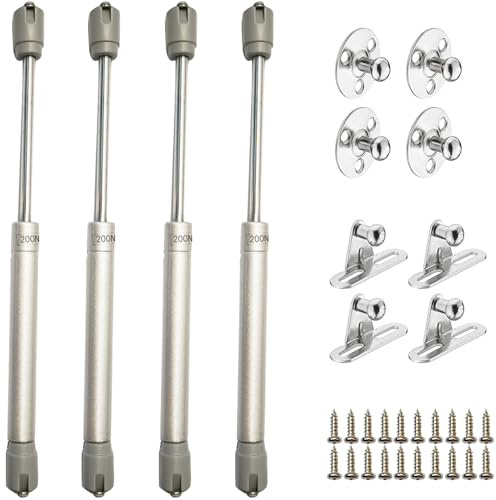 ZFYQ Gasdruckfeder 4 Stück Hydraulisch Pneumatische Küchenschrank Zweischalen Halterung, 200N/20kg Stoßdämpfer Türdämpfer Gasfedern, mit Schrauben