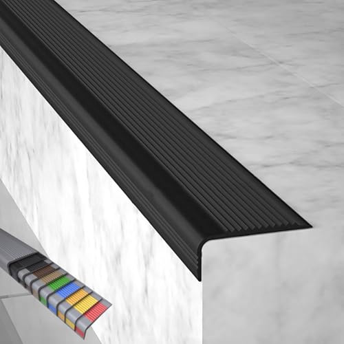 Perfil de Borde de Escalera Autoadhesivo de Borde Para Escaleras, Antideslizante para Escalones, Ancho 5 Cm, 7 Cm, Material de PVC, para Escaleras de Interior y Exterior(Black,100x5x2.5cm/39x2x1in)