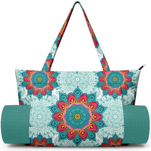 Yoga Bag for Women, Large Canvas Yoga Mat Tote Bag with Yoga Mat Carrier