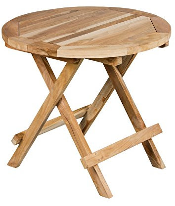 Ambientehome Teakholz Beistelltisch ca. 40 cm Ø Balkontisch Gartentisch