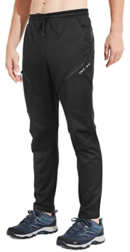 INBIKE Pantalon Long de Cyclisme pour Homme VTT Thermique Hiver de Deporte Coupe-Vent,Noir XXL