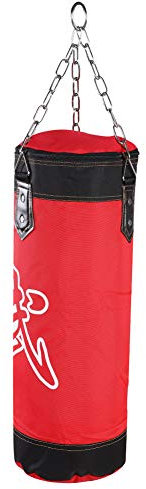 Boxsack Gefüllt, Boxen Trainingstasche leer hängend Boxsack Fight Karate Heavy Sand Bag Fitness Target Bag Sport Hook Kick Sandsäcke mit Ketten Hakenkarabiner für Gym Taekwondo Home(60cm rot)