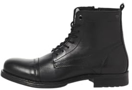 JACK & JONES Jfwshaun Leather Boot Sn Botines con cordones para hombre, antracita, 44 EU