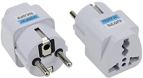 Enchufe Universal Viaje - Adaptador Corriente para UK, USA, EU, AU a España, Portugal, Alemania, Suiza, Corea, Dinamarca, Finlandia, Noruega, Polonia, Francia, Grecia (Pequeño, Cómodo y Compacto)