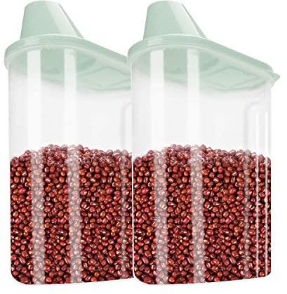 TOWEAR Dog Food Container, Airtight Cat Pet Food Storage Container with Measuring Cup, Dry Food Dispenser for Dog Cat Bird Fish, 2 Pack (green)