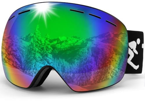 Trusiel Maschera Sci, Occhiali da Sci OTG, Anti Nebbia Anti-UV Maschera da Sci Donna Uomo, Occhiali da Sci Casco Compatibile per Sci Snowboard Sport Invernali (Colore (VLT 19%))