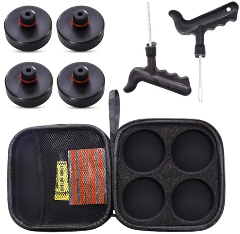 Mtanlo Tesla Model 3/S/X/Y Jack Pad Valet de Arandelas, Almohadilla de elevación de goma con maletín de almacenamiento con 4 arandelas, accesorios para vehículos Tesla (juego de 9)