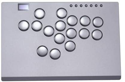 SIXSIR M16+ spakfri arkadspelkontroll i aluminiumlegering, stor och tunn aluminiumlegering, lågprofilsbrytare i kristall, anpassad spakfri RGB-kontroll för PC/PS4/PS3/Switch (grå)